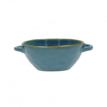 Brightly Coloured Ceramic Soup Bowl with Handle Blue