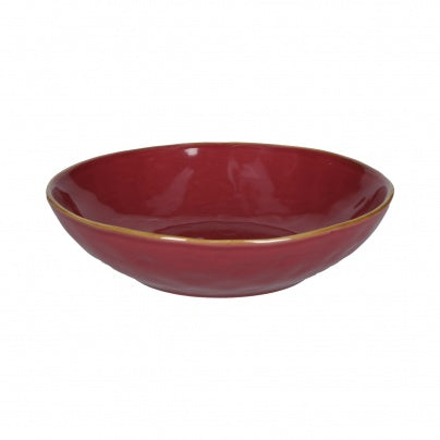 Brightly Coloured Ceramic Soup Plate Burgundy