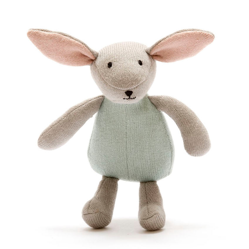 Knitted Organic Cotton Teal Bunny Rabbit