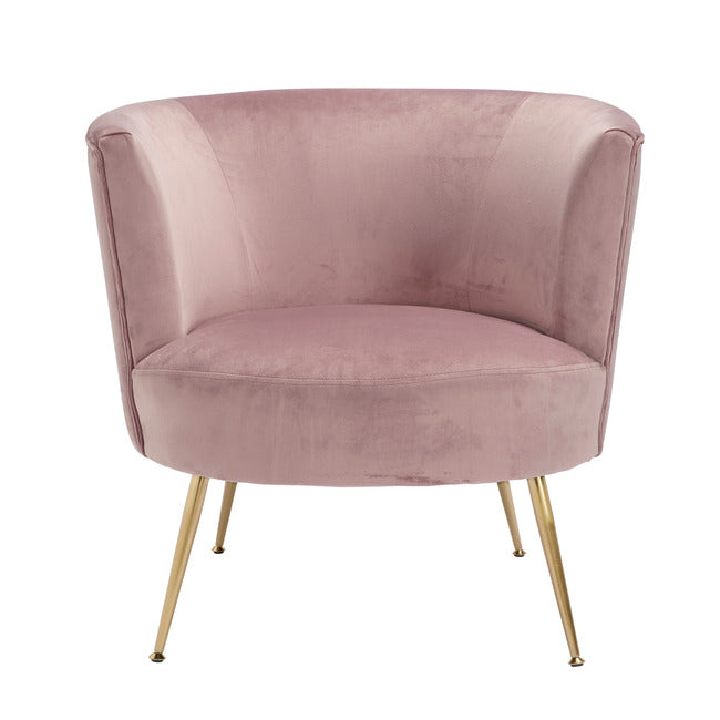 Blush Pink Rounded Velvet Armchair