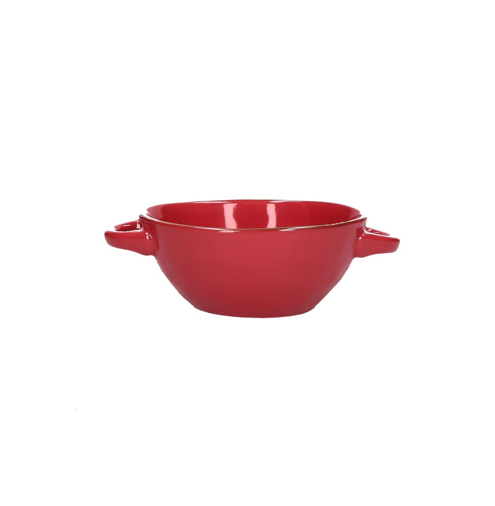 Brightly Coloured Ceramic Soup Bowl with Handle Coral Pink