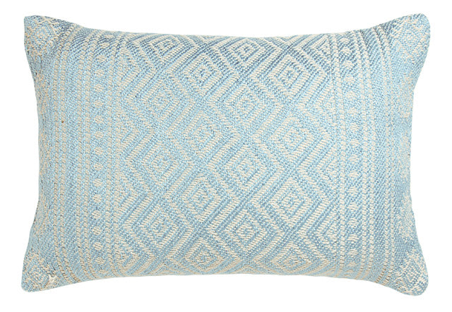 Hand Loomed Recycled Pet Yarn Cushion Blue