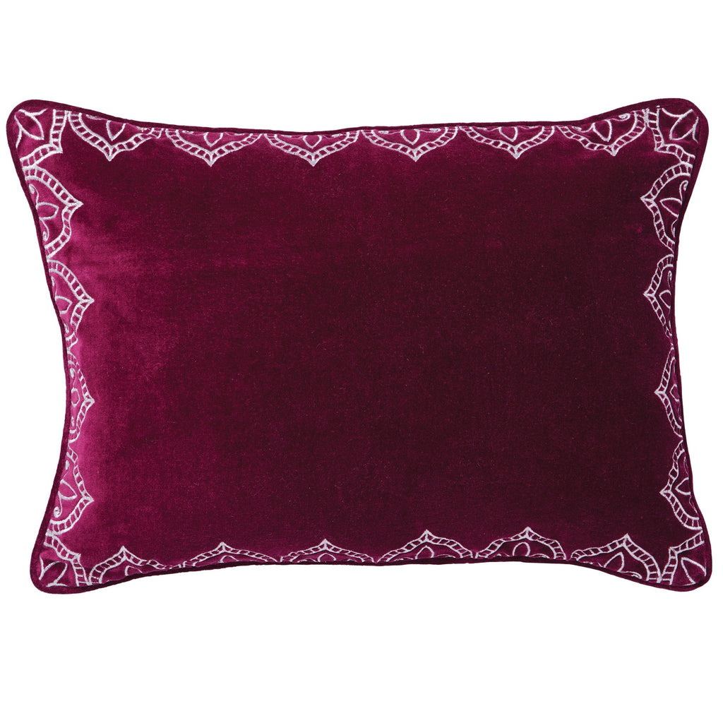 Embroidered Velvet Cushion Pink