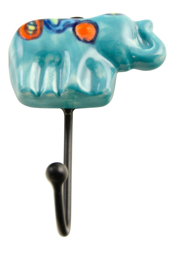 Ceramic Mini Elephant Shaped Hook Blue