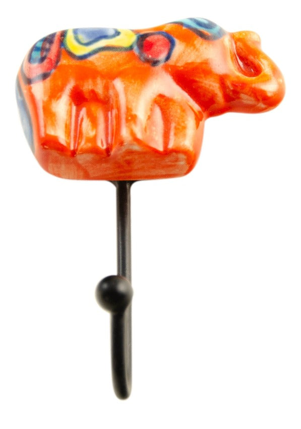 Ceramic Mini Elephant Shaped Hook Orange