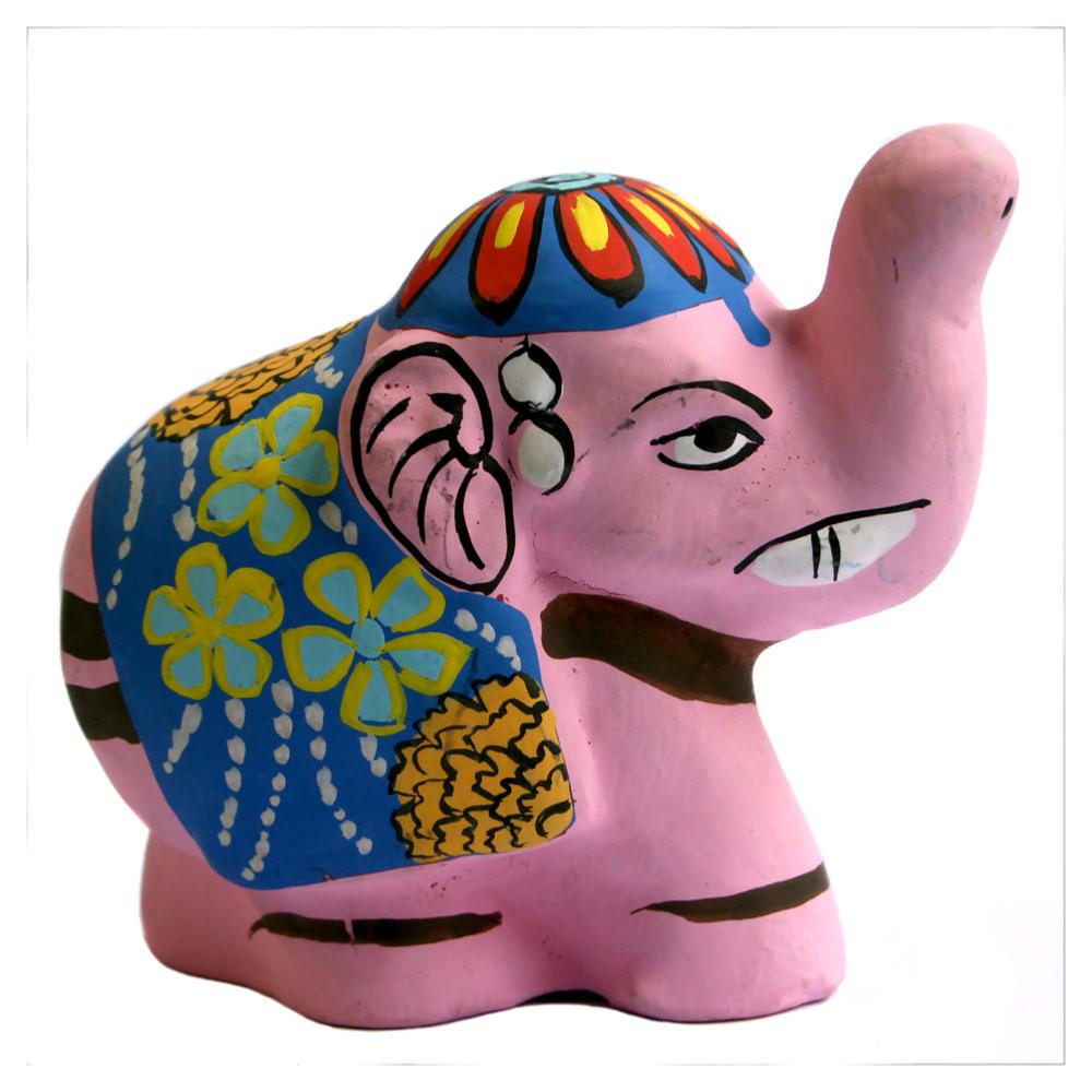 Assorted Colour Elephant Hand Painted Incense Holder Pink