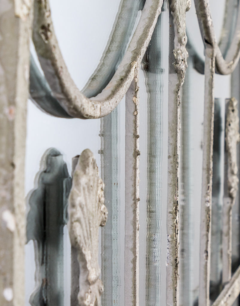 Tall Rustic Garden Gate Wall Mirror in Grey