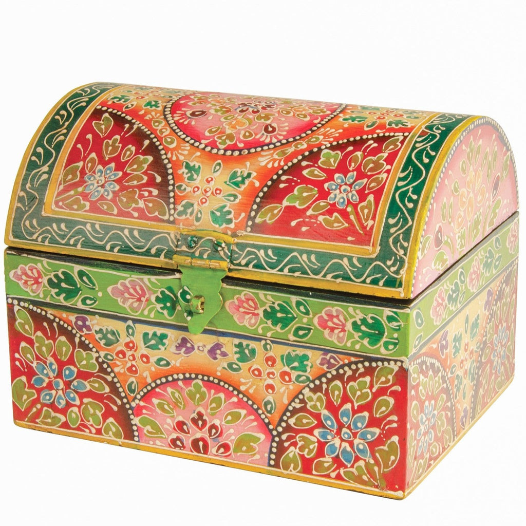 Domed Hand Painted Wooden Box Gold