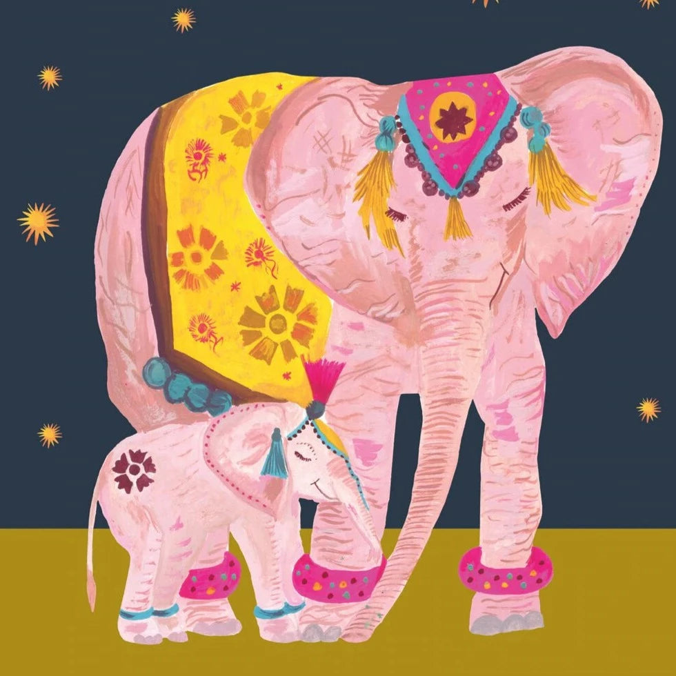 Elephant with Baby Greetings Card - New born, Mother's day. 