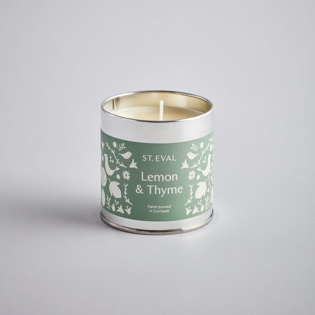 Summer Scented Folk Tin Candle Lemon & Thyme St Eval