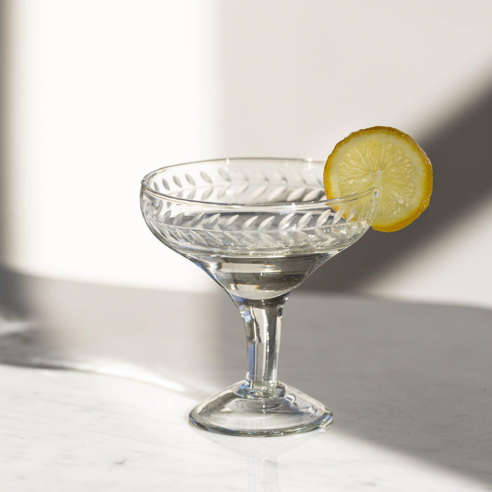 Etched Vintage Style Champagne Coupe