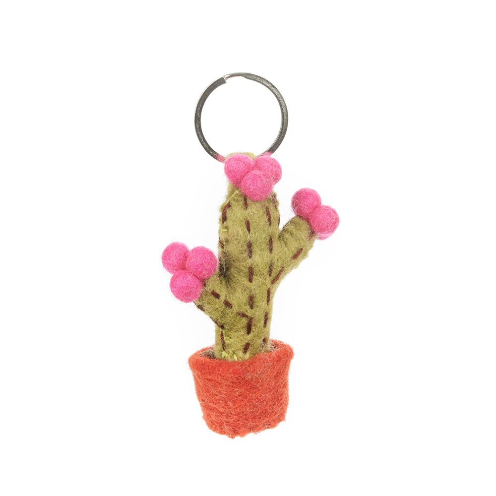Felt Pink Cactus Keyring