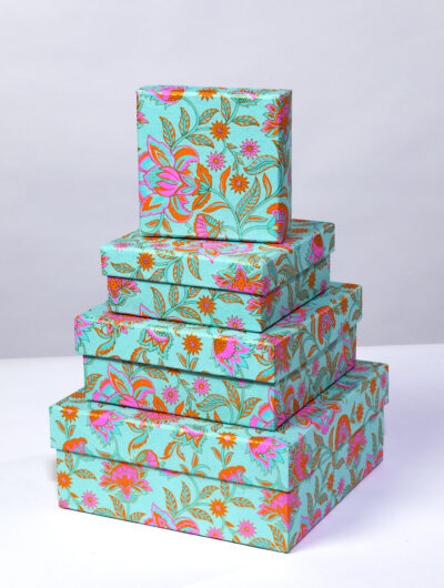 Floral Twist Gift Box Small Medium Large Extra Large Turquoise