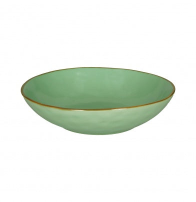 Brightly Coloured Ceramic Soup Plate Tiffany green