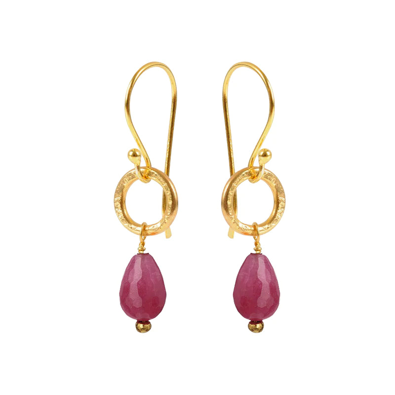 Gold Plated Gemstone Gita Earrings Pink Kynite
