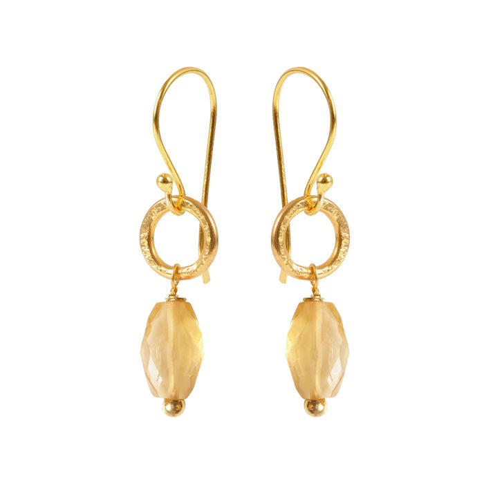 Gold Plated Gemstone Gita Earrings Citrine
