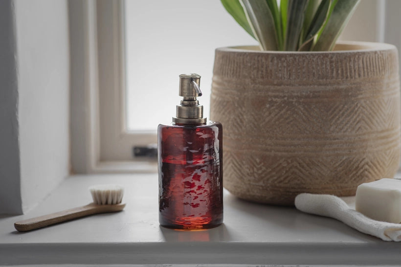 Ilcoso Recycled Hammered Amber Glass Soap Dispenser