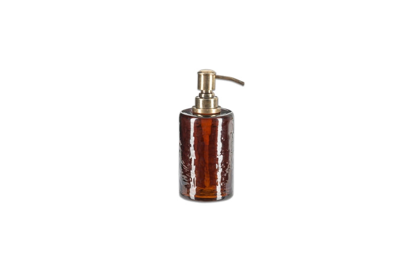 Ilcoso Recycled Hammered Amber Glass Soap Dispenser