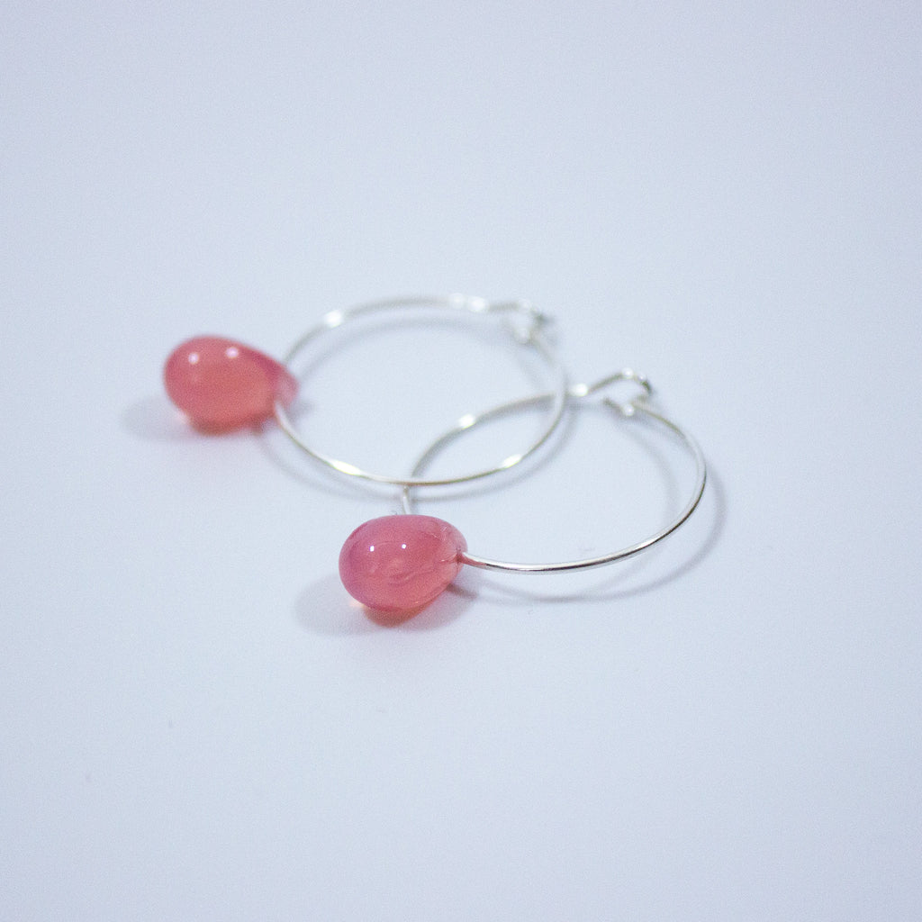 Opal Pink Silver Teardrop Earrings