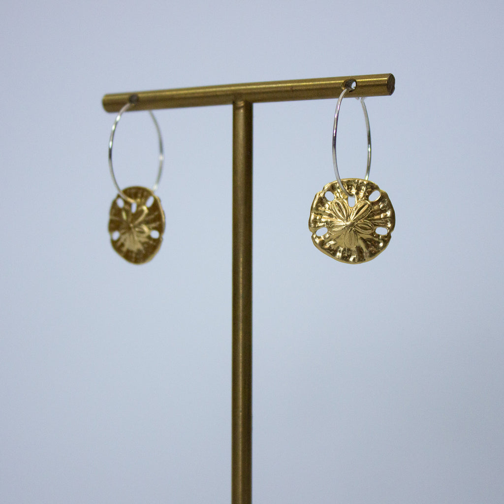 Sand Dollar Medium Brass Assorted Shape Hoop Earrings