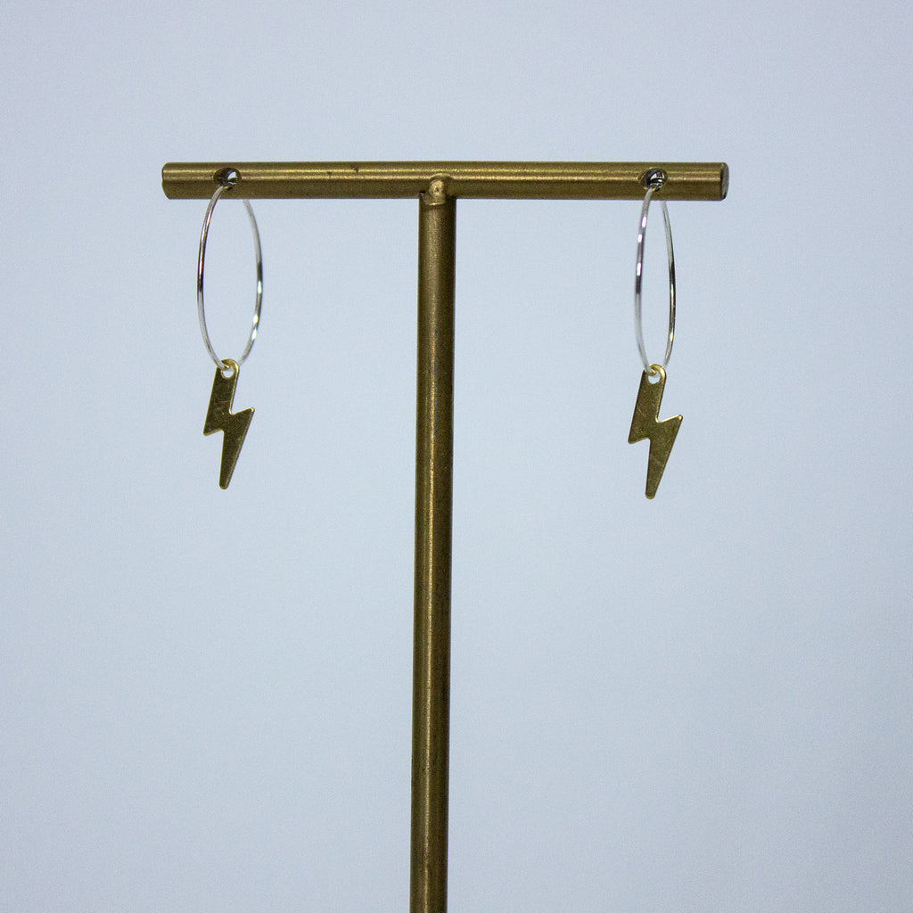Lightning Bolt Small Assorted Shape Brass Earrings
