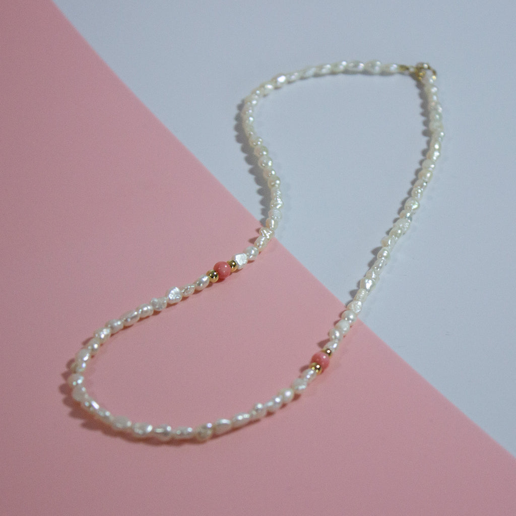 Coral Accent Pearl Choker