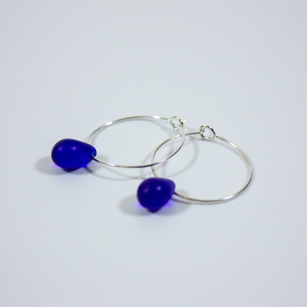 Cobalt Blue Silver Teardrop Earrings