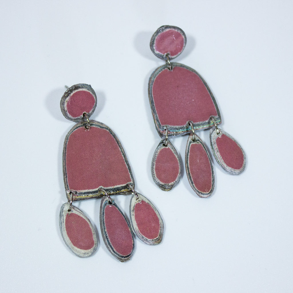 Pink Lifu Layered Paper Earrings