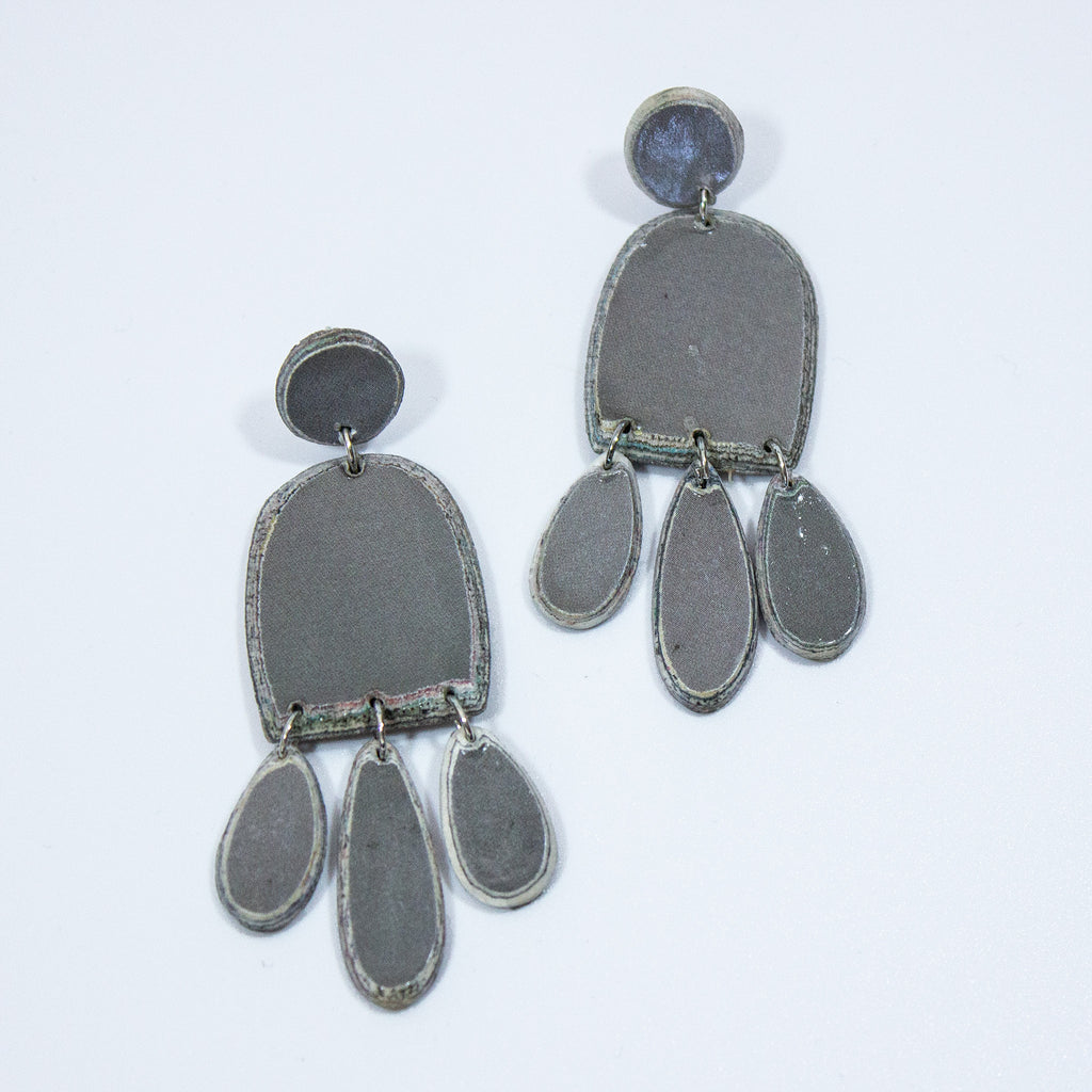 Grey Lifu Layered Paper Earrings
