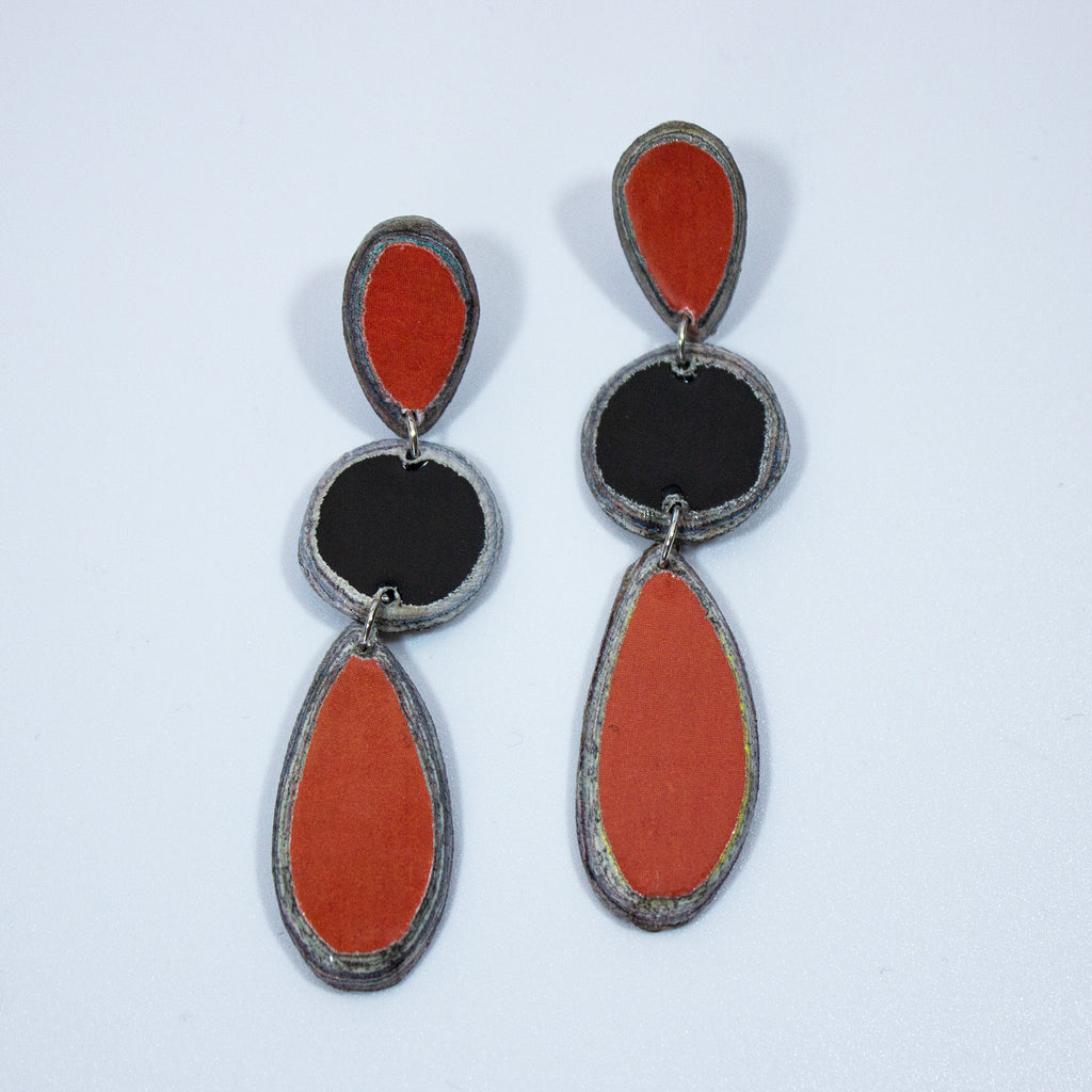 Orange Imvula Paper Teardrop Earrings