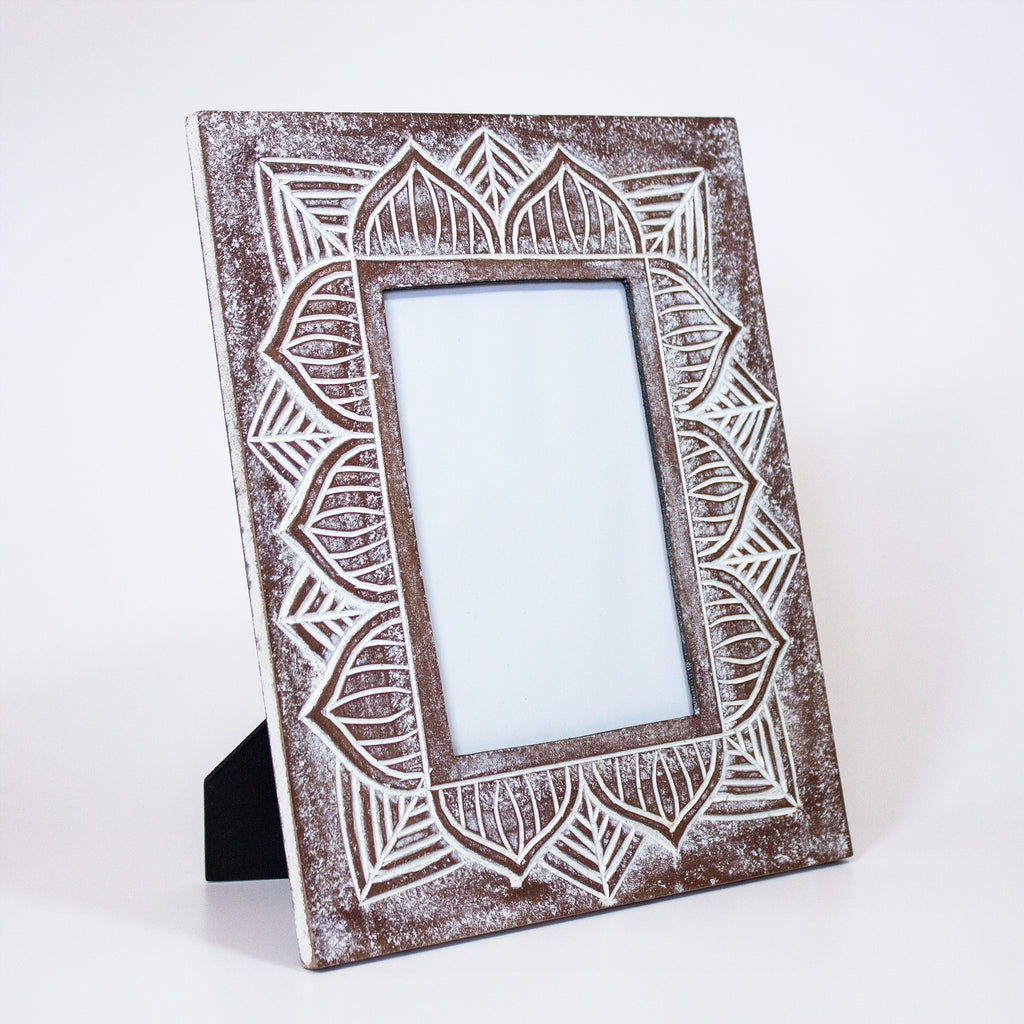 Small Carved Wooden Free Standing Photo Frame