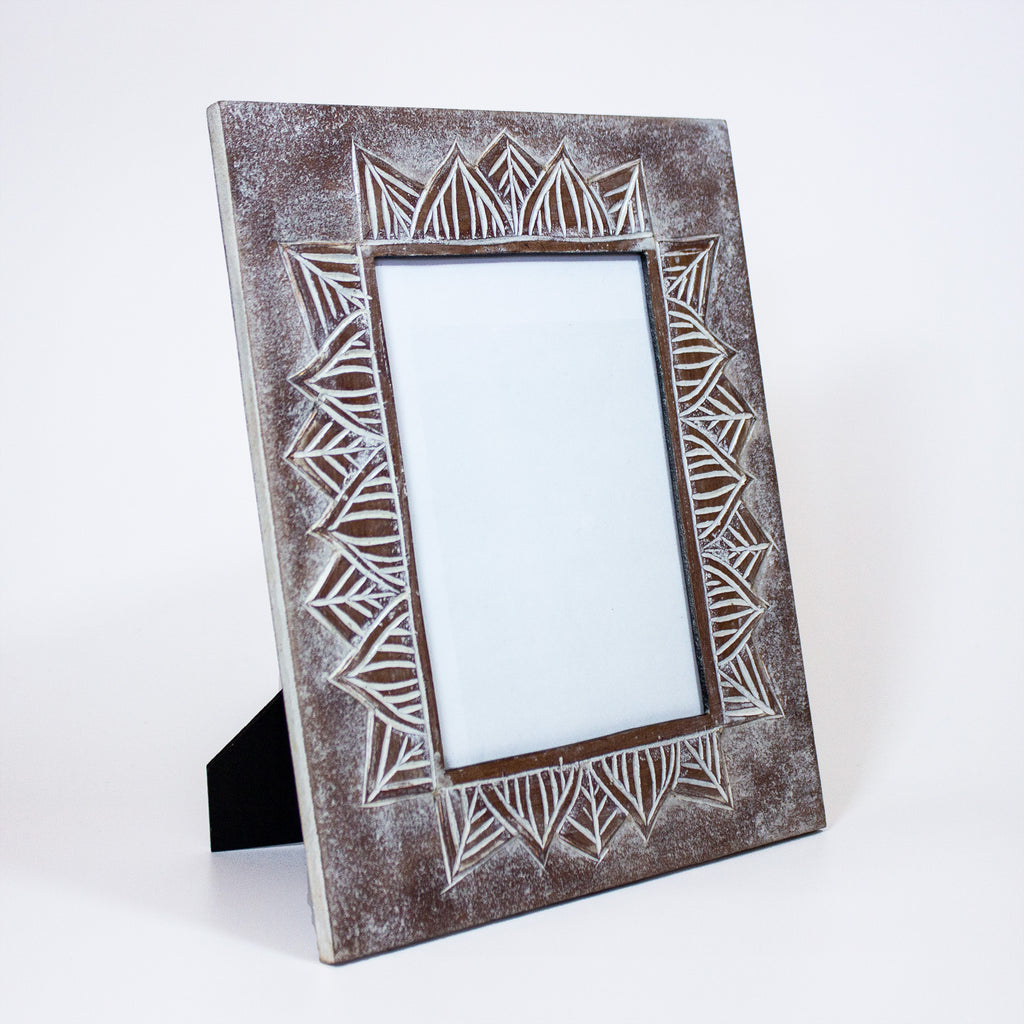 Large Carved Wooden Free Standing Photo Frame