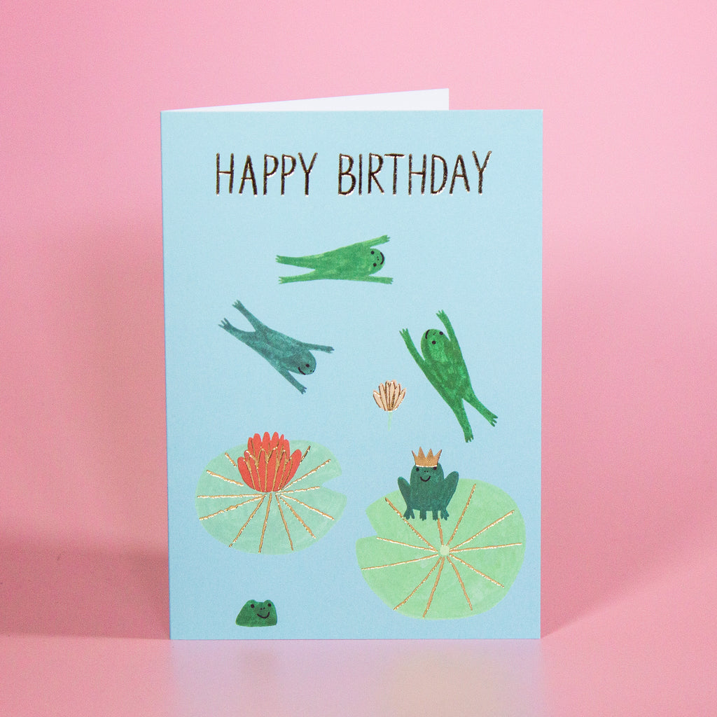 Happy Birthday Frogs Greetings Card