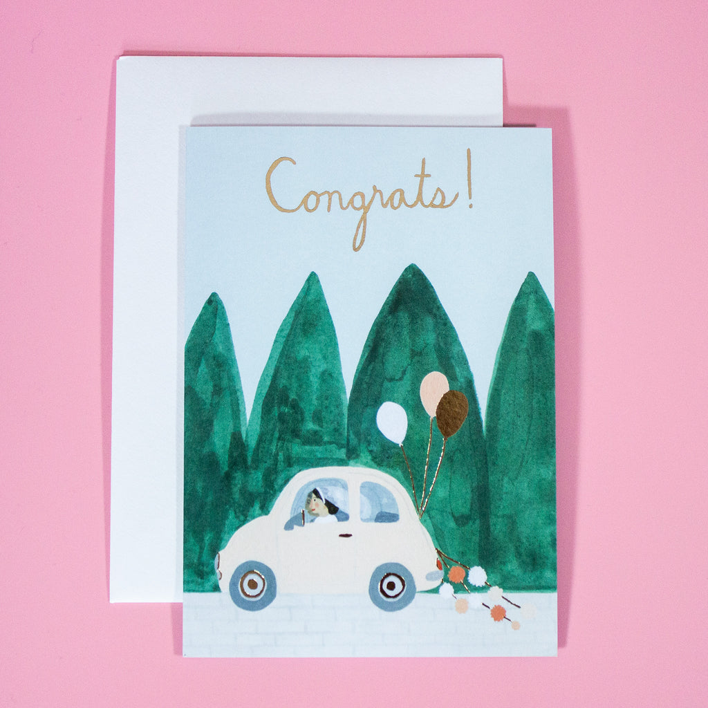 Wedding Car Congrats! Greetings Card