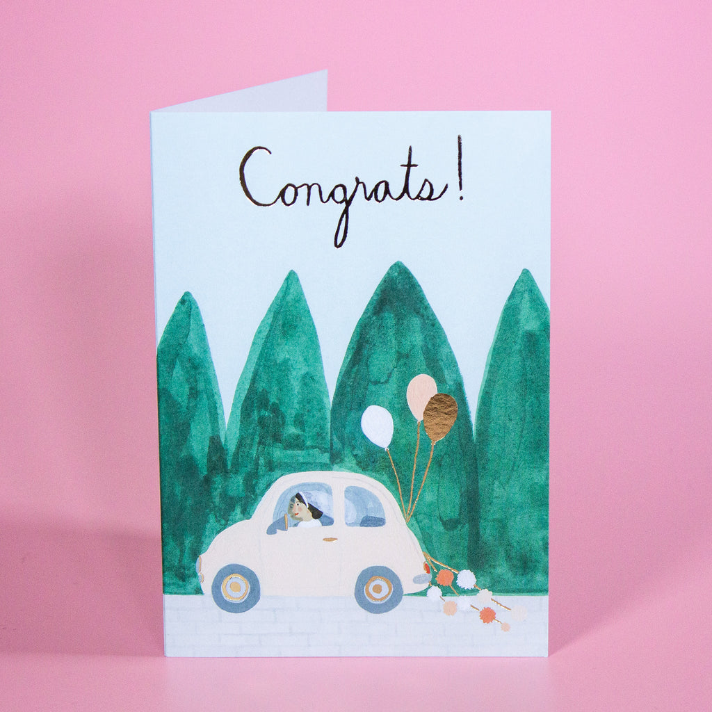 Wedding Car Congrats! Greetings Card