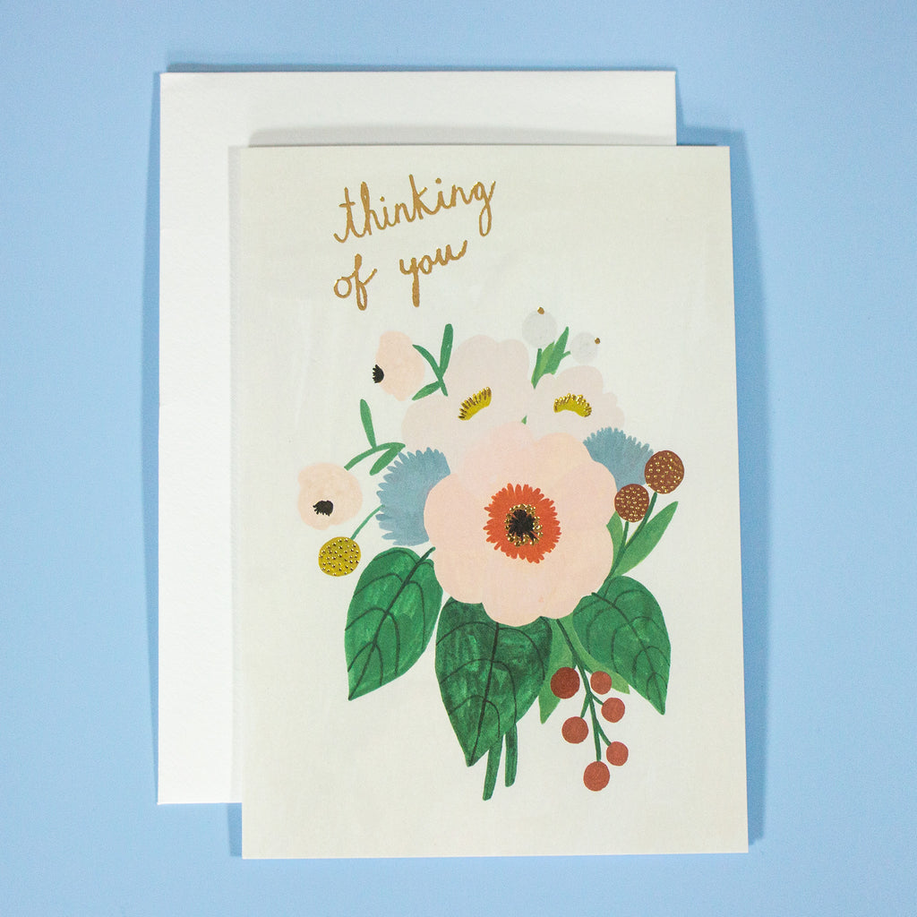 Pink Flower 'Thinking of You' Greetings Card