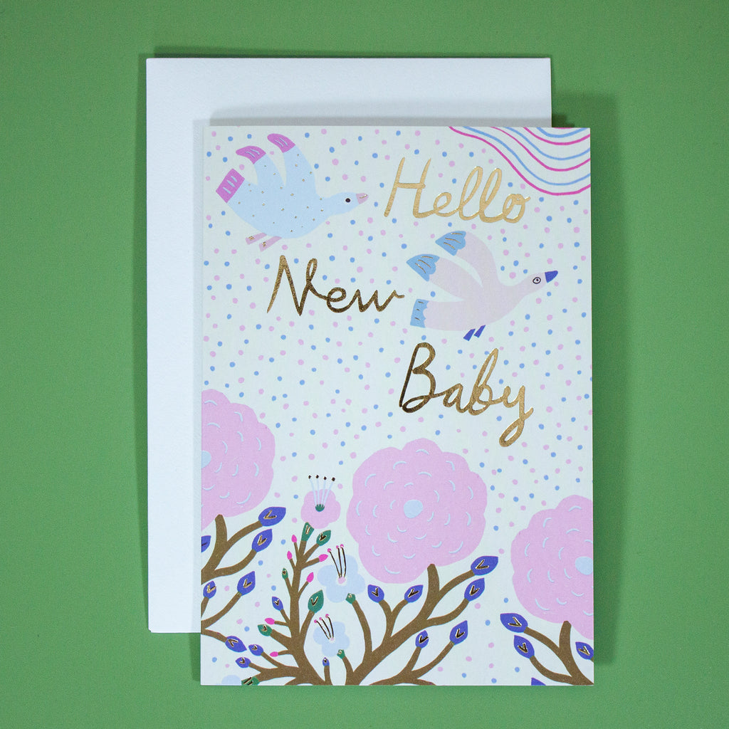 Pink Tone Hello New Baby Greetings Card