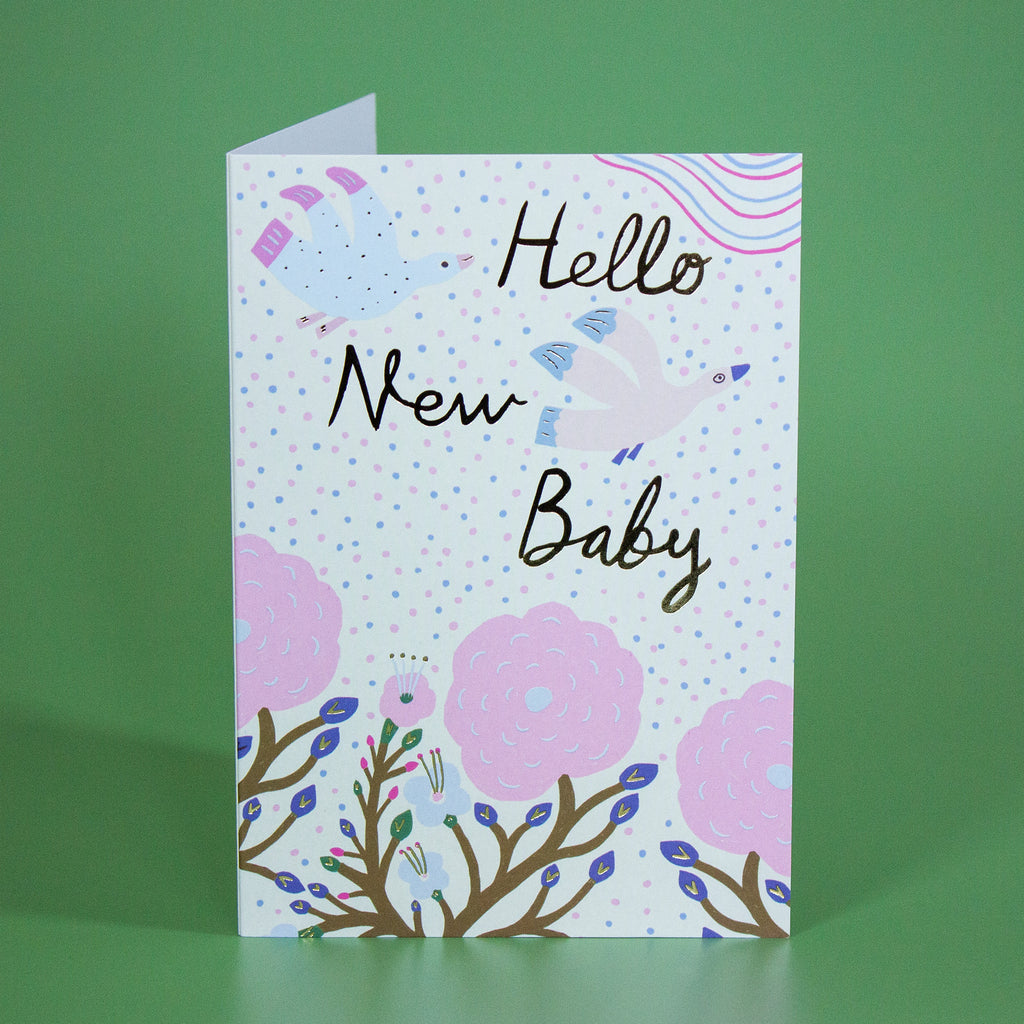 Pink Tone Hello New Baby Greetings Card