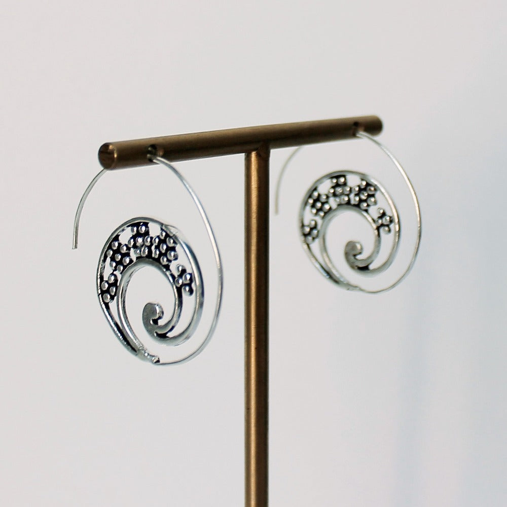 Silver Plated Spiral Hoop Earrings Style C