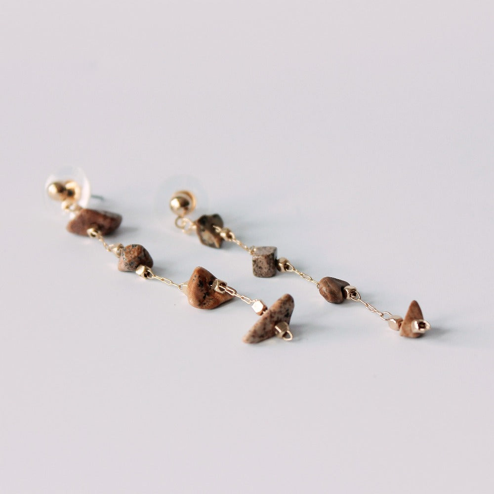 Brown & Gold Four Stone Drop Earrings