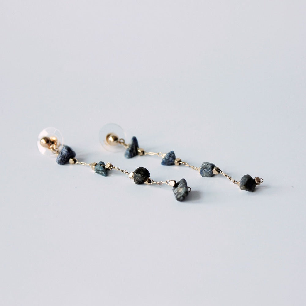 Blue & Gold Four Stone Drop Earrings