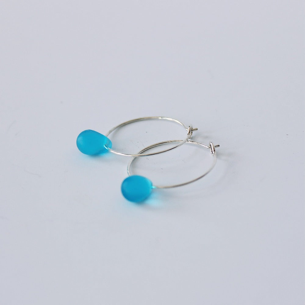 Bright Blue Silver Teardrop Earrings