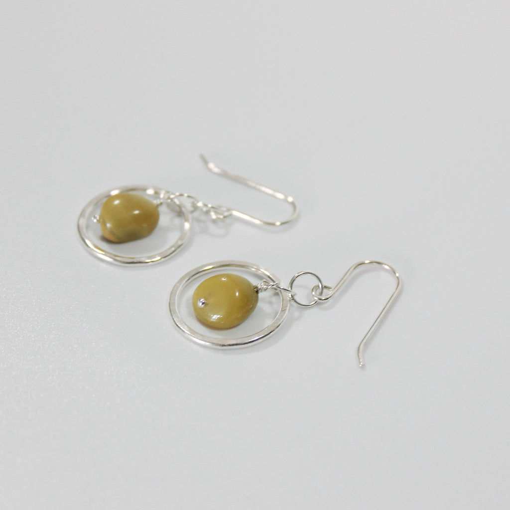 Yellow Opal Semi Precious Nugget Earrings