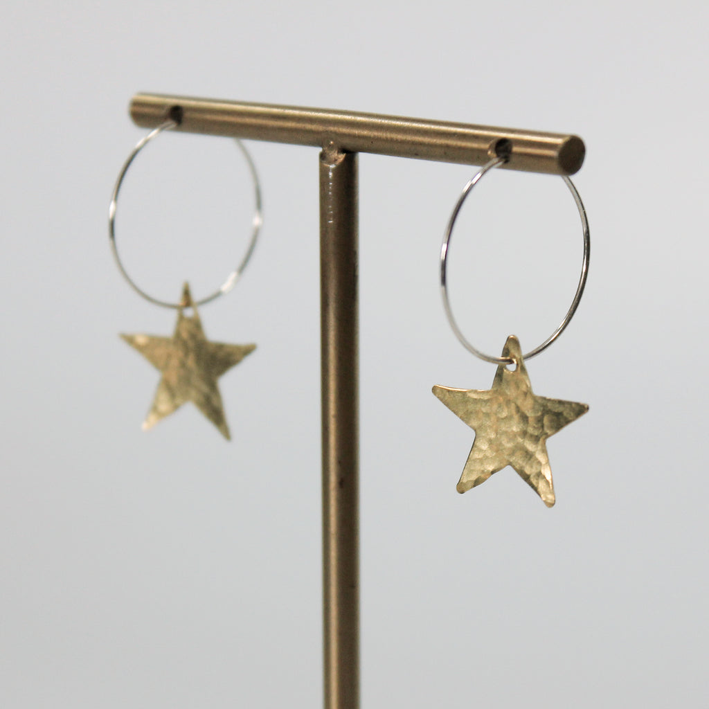 Small Assorted Shape Brass Earrings Stars