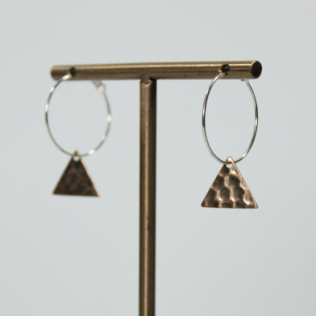 Small Assorted Shape Brass Earrings Triangle