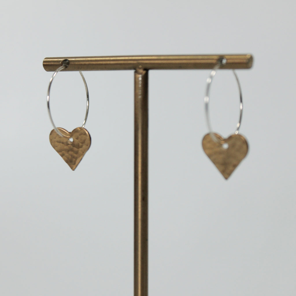 Small Assorted Shape Brass Earrings Hearts