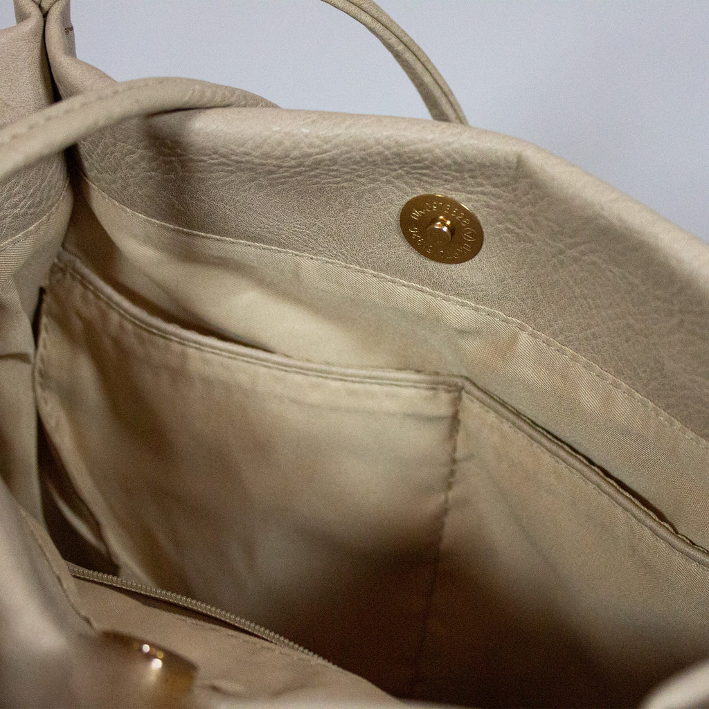 Block Colour Faux Leather Shoulder Handbag Inner Pockets