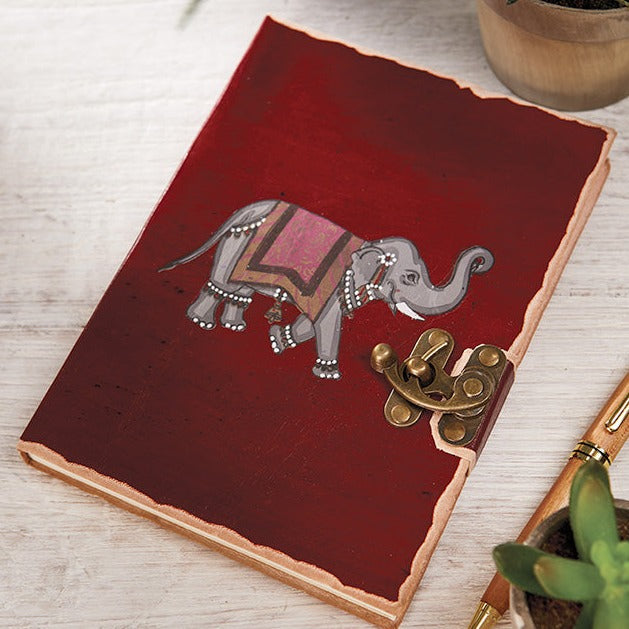 Elephant Design Leather Notebook