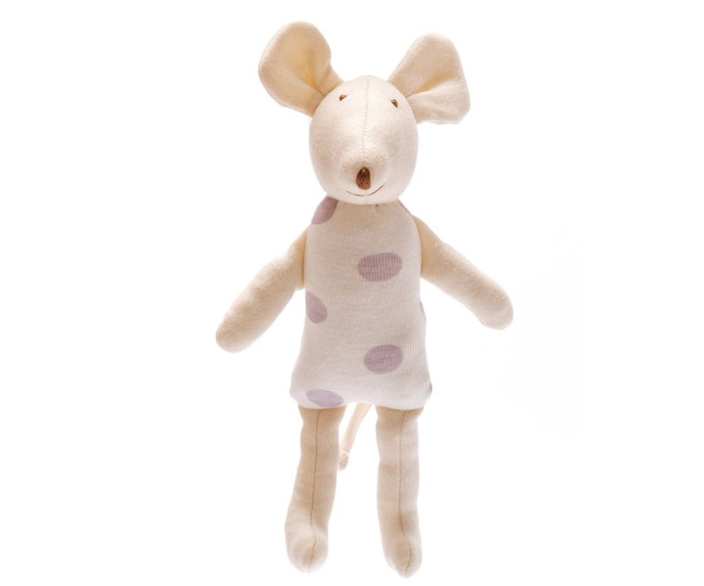 Organic Baby Toy Leo the Mouse- Purple Spots