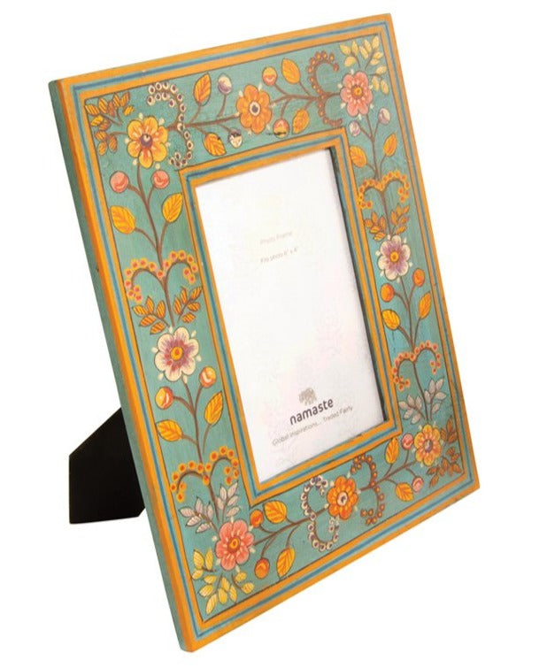 Hand Painted Wooden Photo Frame turquoise